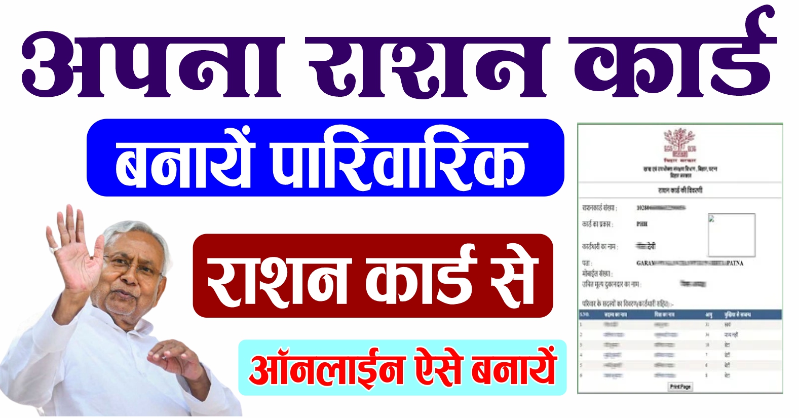 Step-by-step process for ration card split online in Bihar.