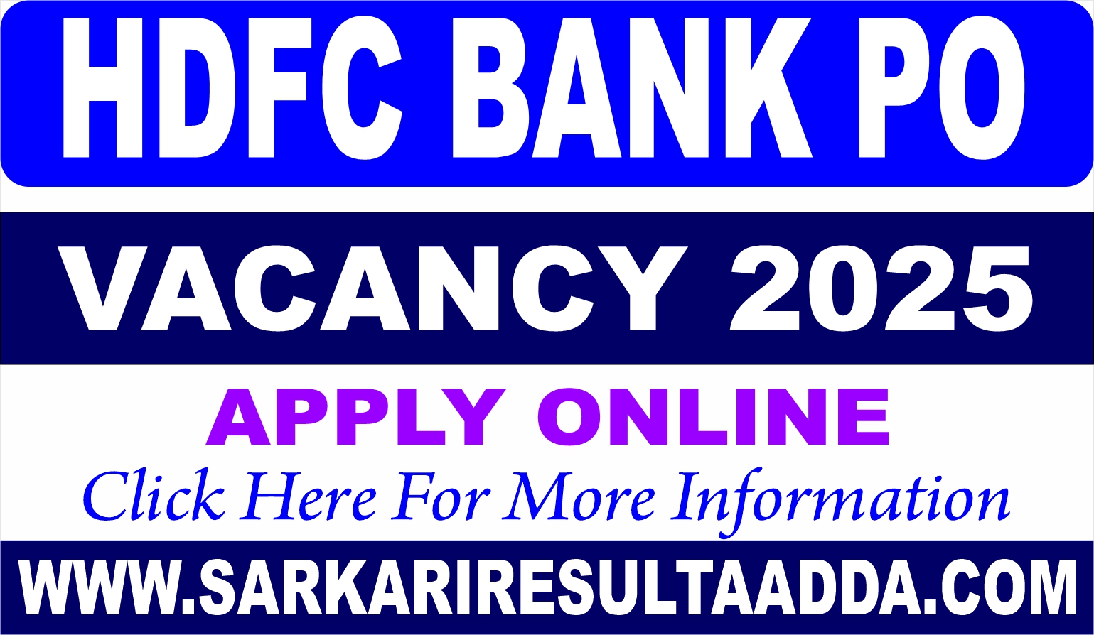 HDFC Bank PO Recruitment 2025 Online Application