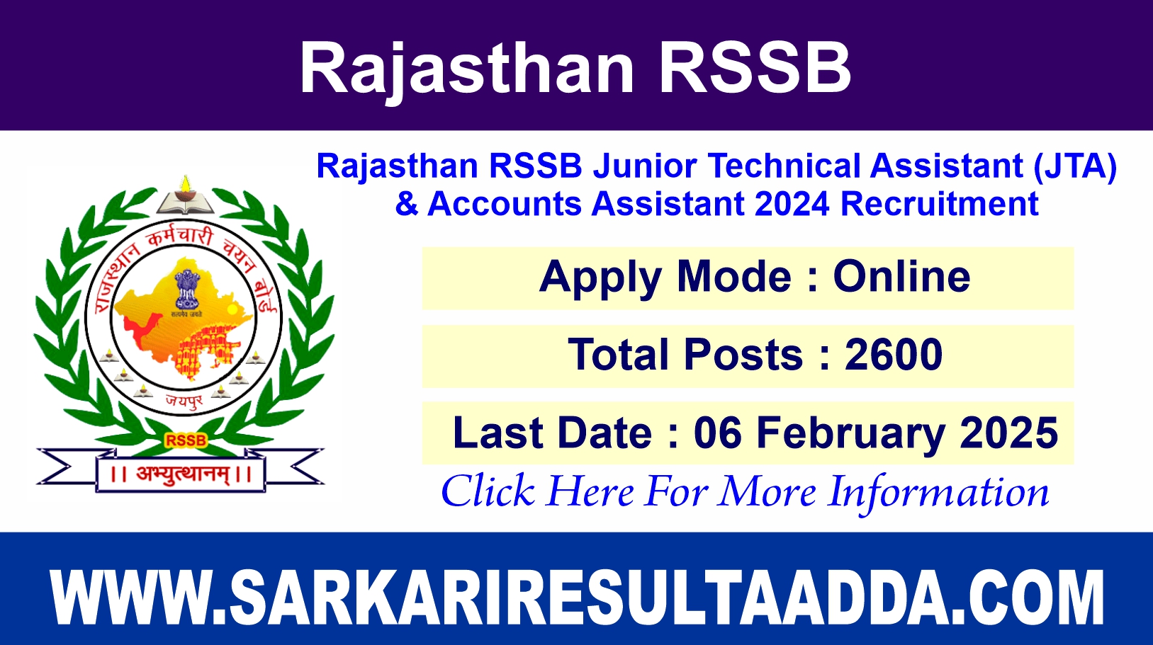 Rajasthan JTA Recruitment 2024 Notification