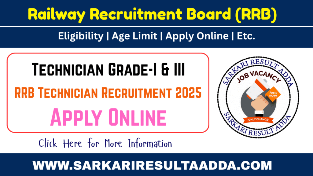 RRB Technician Recruitment 2025 - Apply Online for 6180 Vacancy rrb technician recruitment 2025, rrb technician vacancy 2025, rrb technician eligibility, railway jobs, railway jobs for 12th pass, railway jobs notification 2025