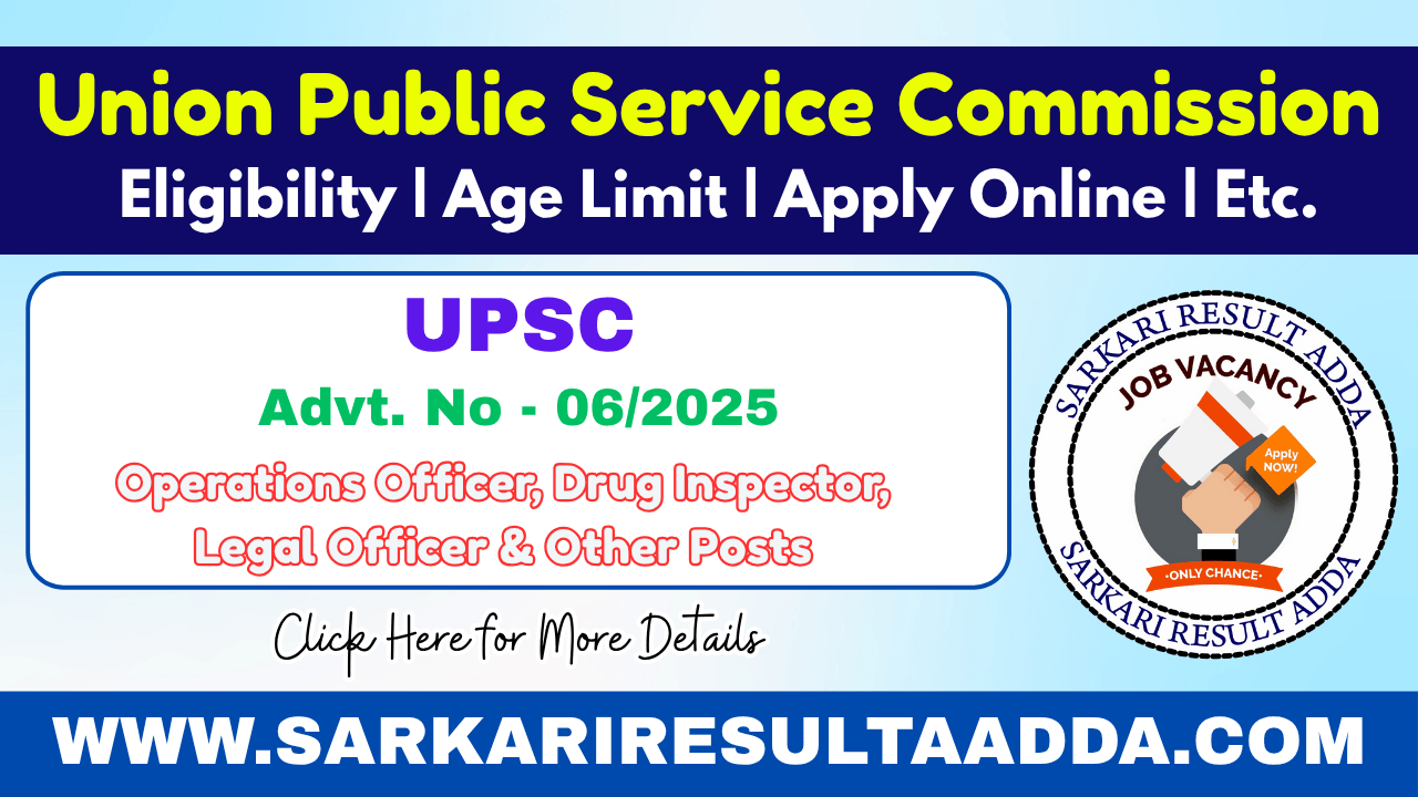 UPSC Operations Officer & Other Posts - Apply Online upsc recruitment, upsc recruitment 2025, upsc recruitment notification