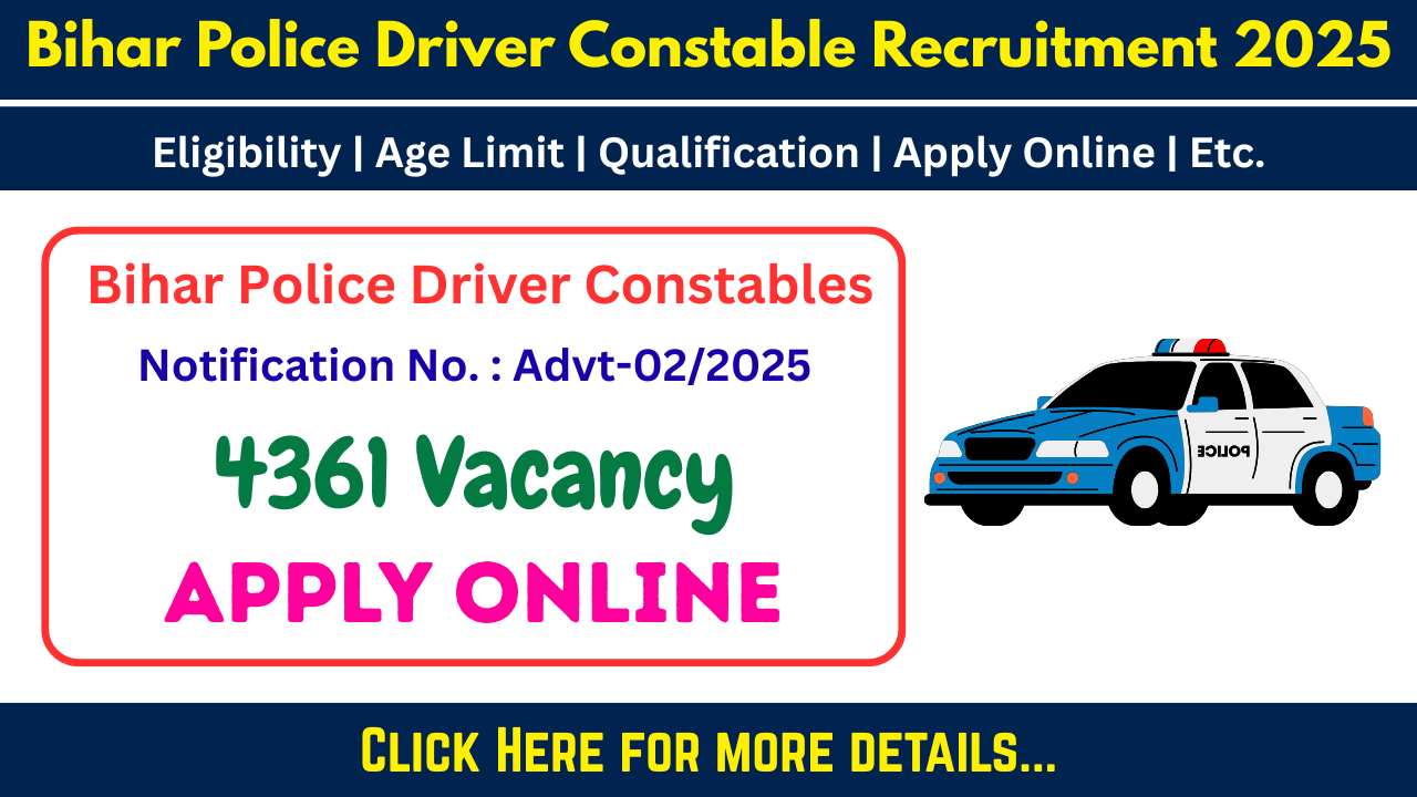 Bihar Police Driver Constable Recruitment 2025 - Apply Online for 4361 Posts