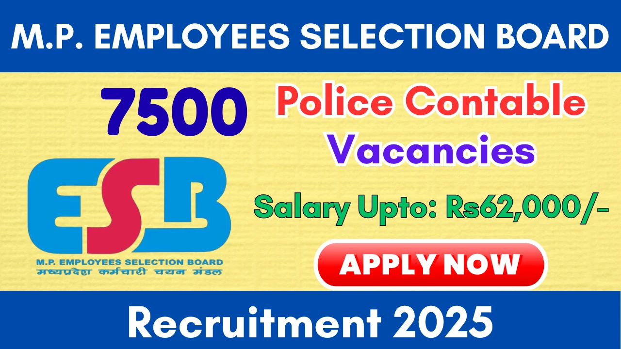 MP Police Constable Recruitment 2025: Apply Online for 7500 Vacancies