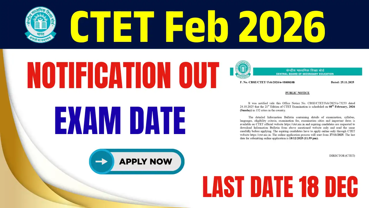 CTET Feb 2026 Application: Apply Online for Teacher Eligibility Test